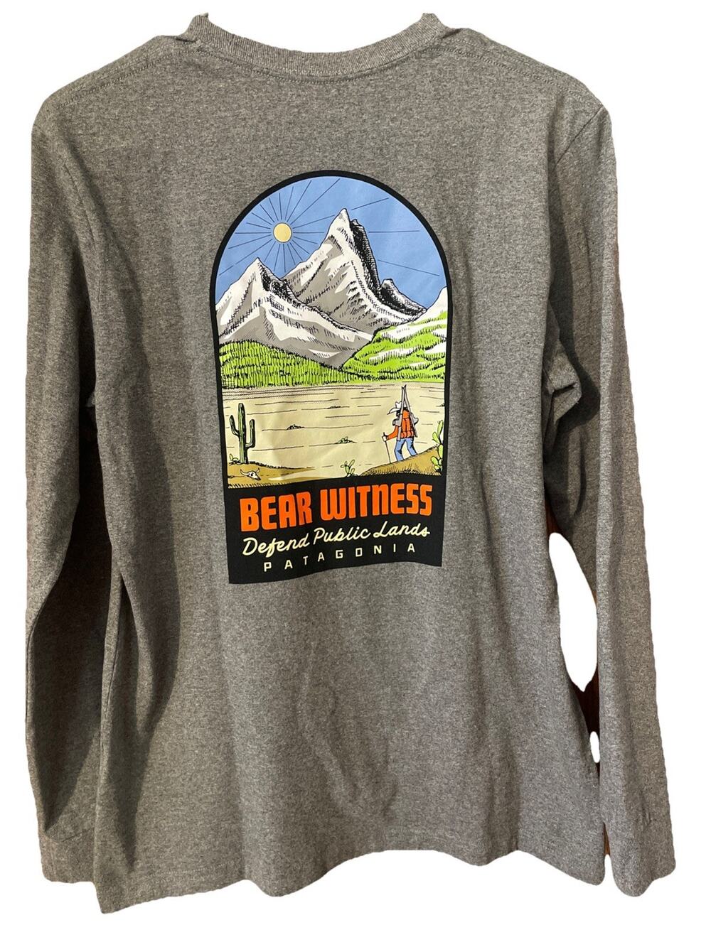 Patagonia Responsibili-Tee Shirt Mens S Gray Bear Witness Defend Public Lands